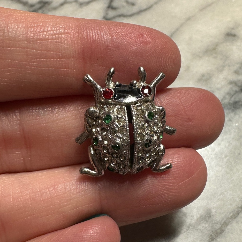 Vintage Coro Rhinestone Beetle Brooch